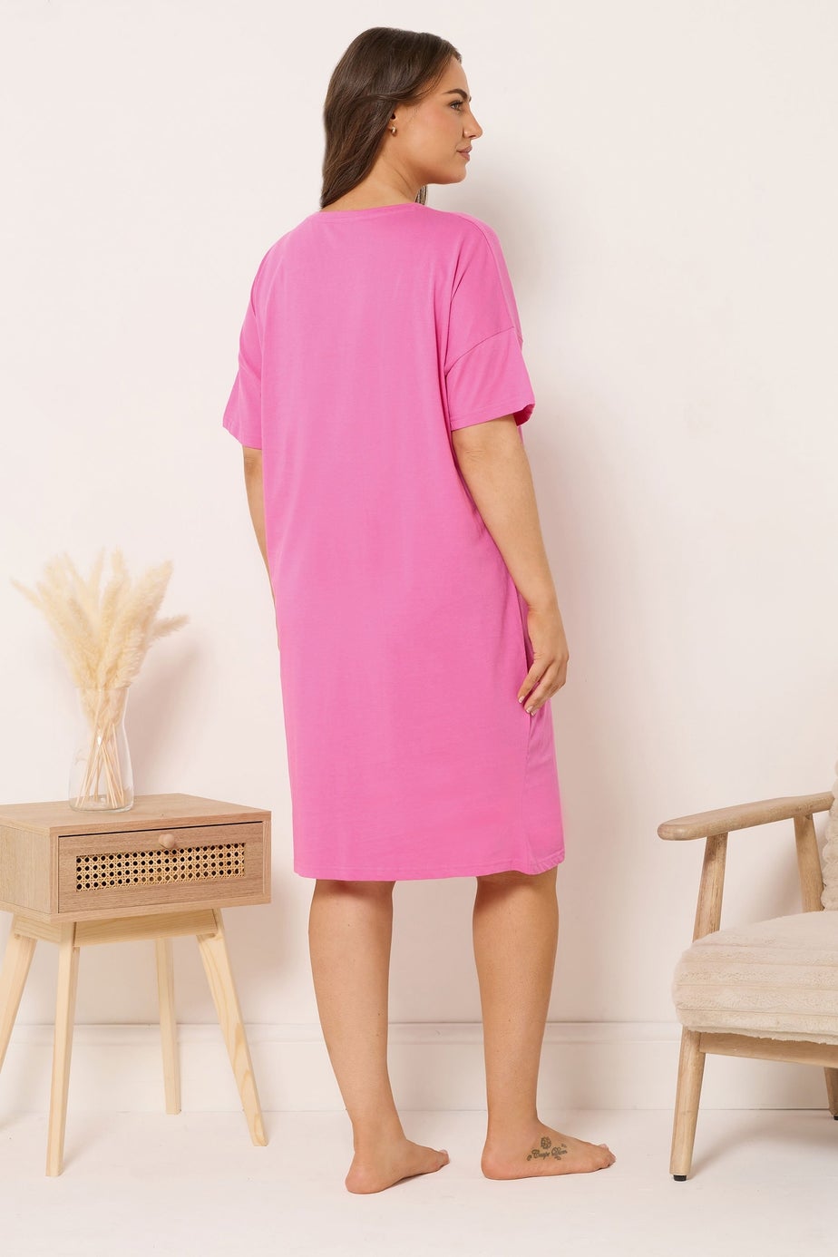 Yours Curve Pink 'Mon Cheri' Sleep Tee Nightdress