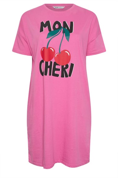 Yours Curve Pink 'Mon Cheri' Sleep Tee Nightdress