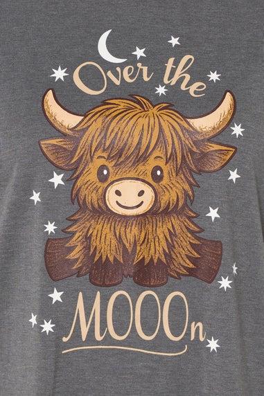 Yours Curve Grey 'Over The Moon' Slogan Sleep Tee Nightdress