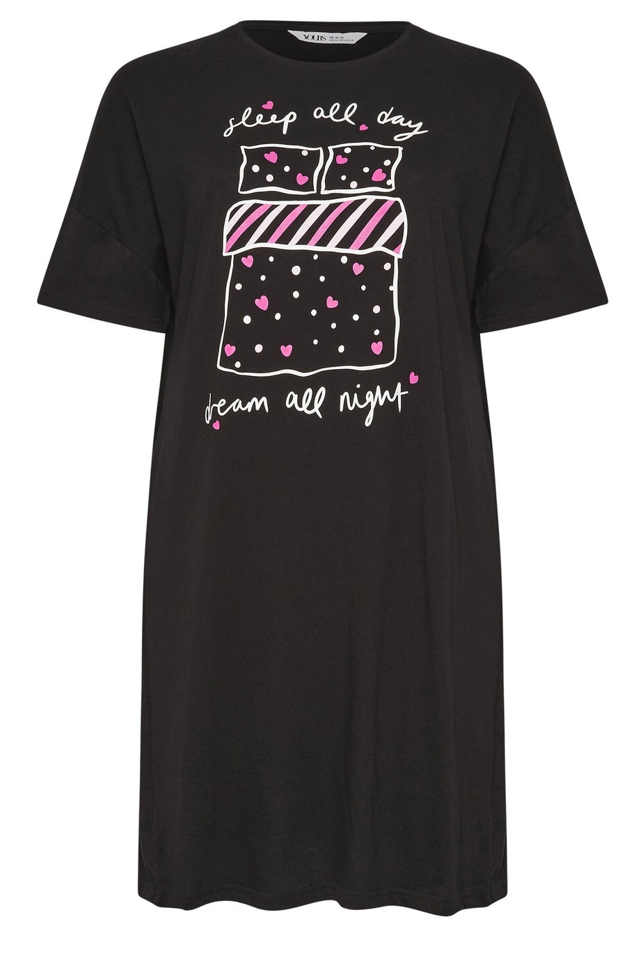 Yours Curve Black 'Sleep All Day' Sleep Tee Nightdress