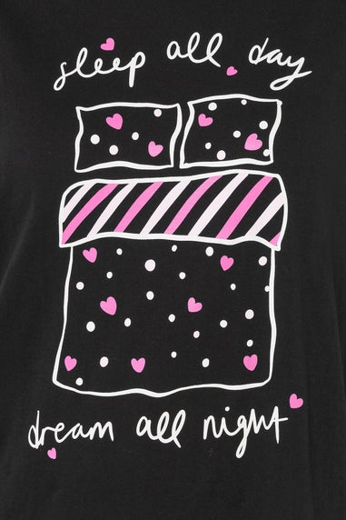Yours Curve Black 'Sleep All Day' Sleep Tee Nightdress