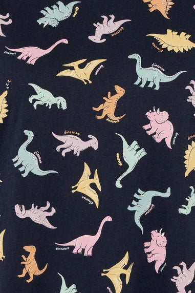 Yours Curve Navy Blue 'Dinosnore' Print Sleep Tee Nightdress