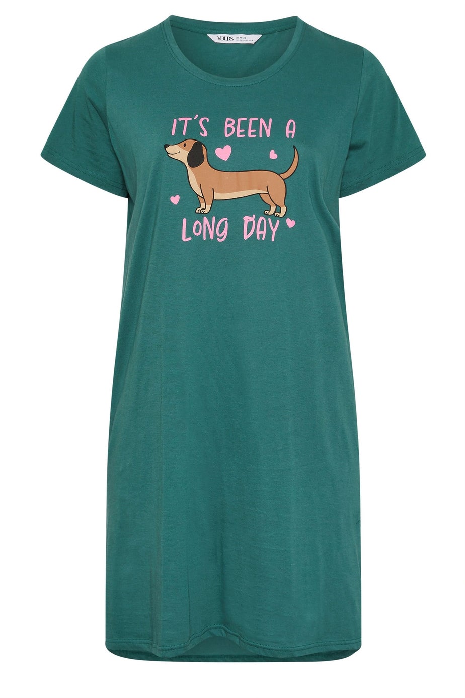 Yours Curve Green Dipped Back 'It's Been a Long Day' Nightdress