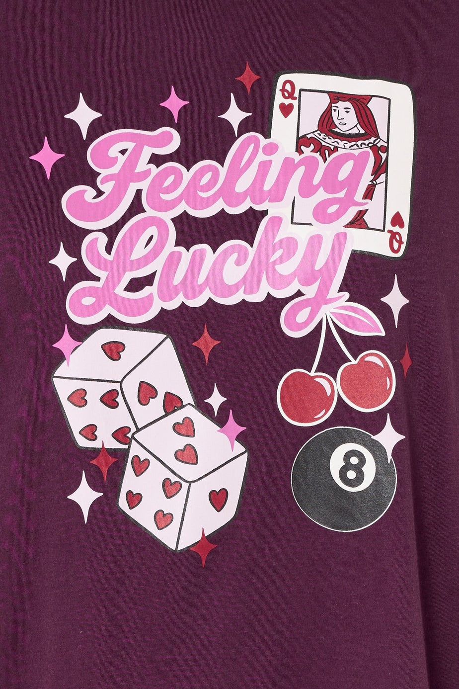 Yours Curve Burgundy Red 'Feeling Lucky' Long Sleeve Nightdress
