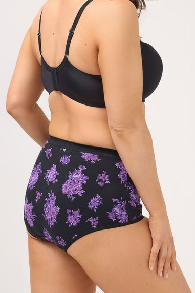 Yours 5 Pack Curve Purple Floral Full Briefs