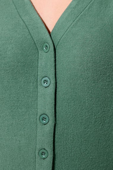 Yours Limited Curve Khaki Green Button Through Cardigan