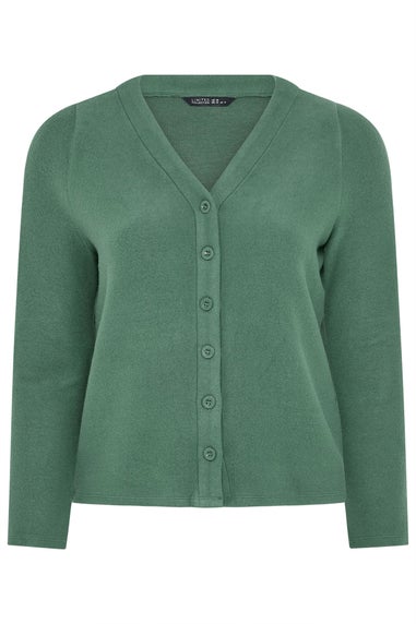 Yours Limited Curve Khaki Green Button Through Cardigan
