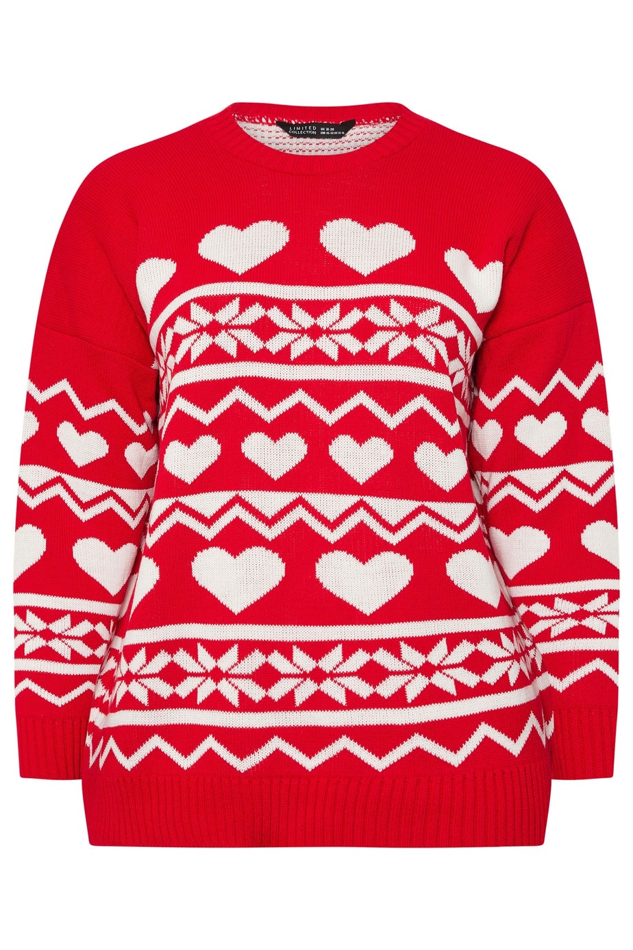 Yours Limited Curve Red Fairisle Heart Knitted Jumper