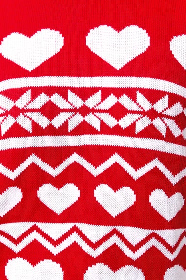 Yours Limited Curve Red Fairisle Heart Knitted Jumper