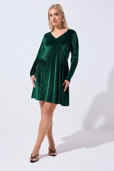 Yours Limited Curve Forest Green Velvet Skater Dress