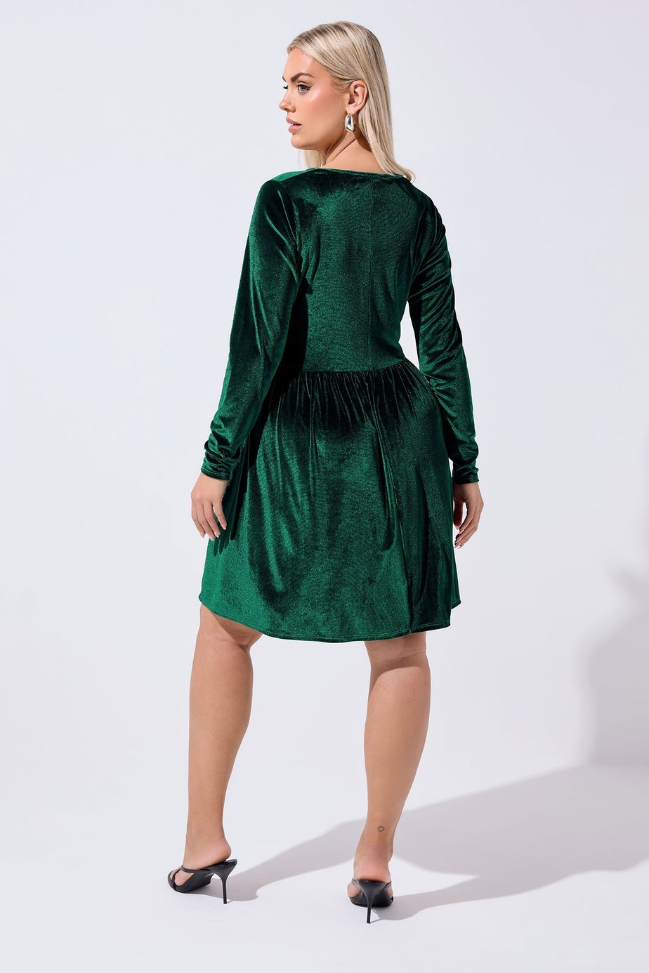 Yours Limited Curve Forest Green Velvet Skater Dress