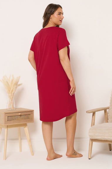 Yours Curve Red 'You're My Jam' Dipped Back Nightdress