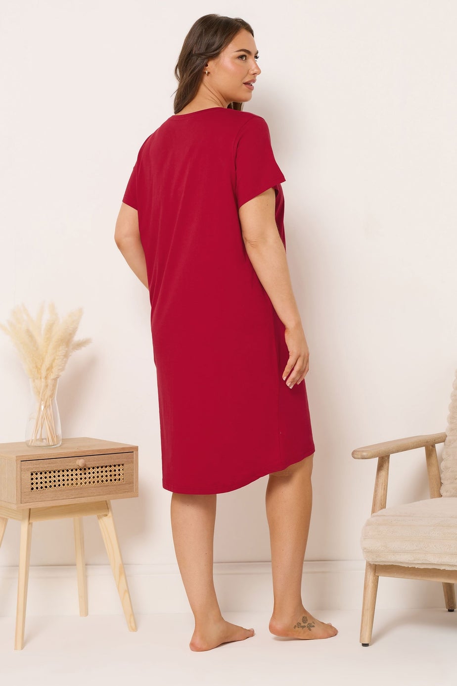 Yours Curve Red 'You're My Jam' Dipped Back Nightdress