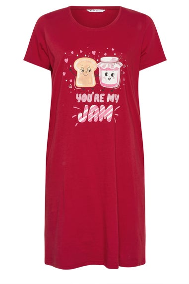 Yours Curve Red 'You're My Jam' Dipped Back Nightdress