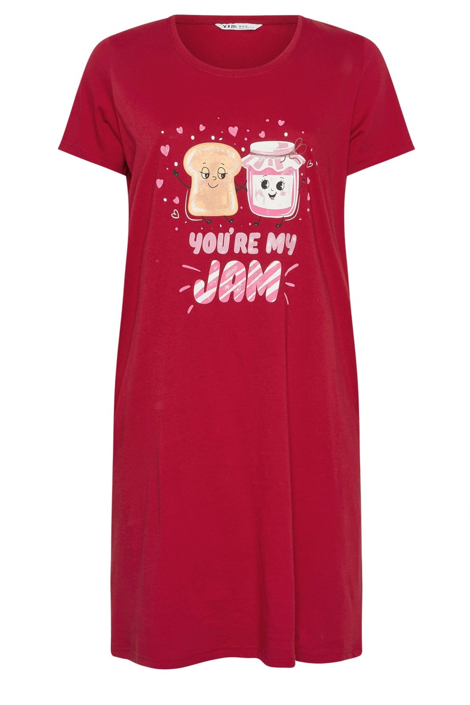 Yours Curve Red 'You're My Jam' Dipped Back Nightdress