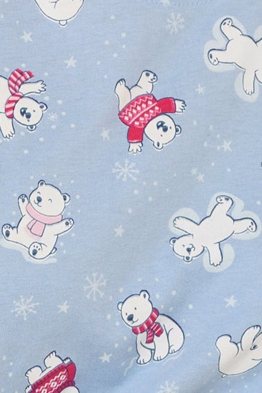 Yours Curve Blue Polar Bear Print Dipped Back Nightdress