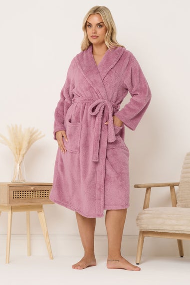 Yours Curve Pink Shawl Dressing Gown