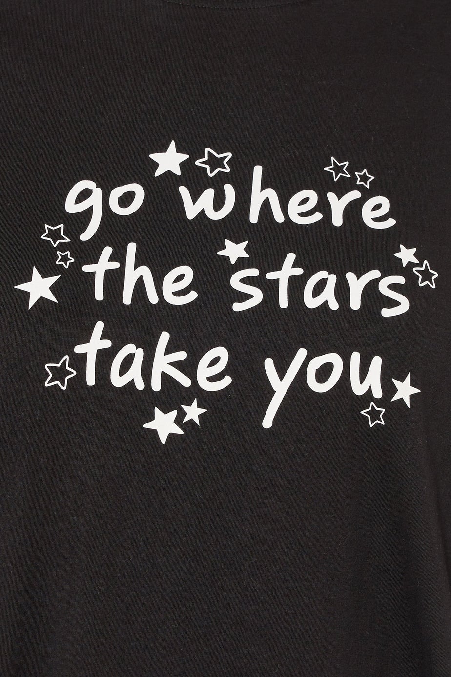 Yours Curve Black 'Go Where The Stars Take You' Slogan Pyjama Top