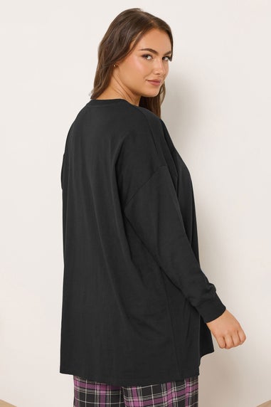 Yours Curve Black 'Go Where The Stars Take You' Slogan Pyjama Top