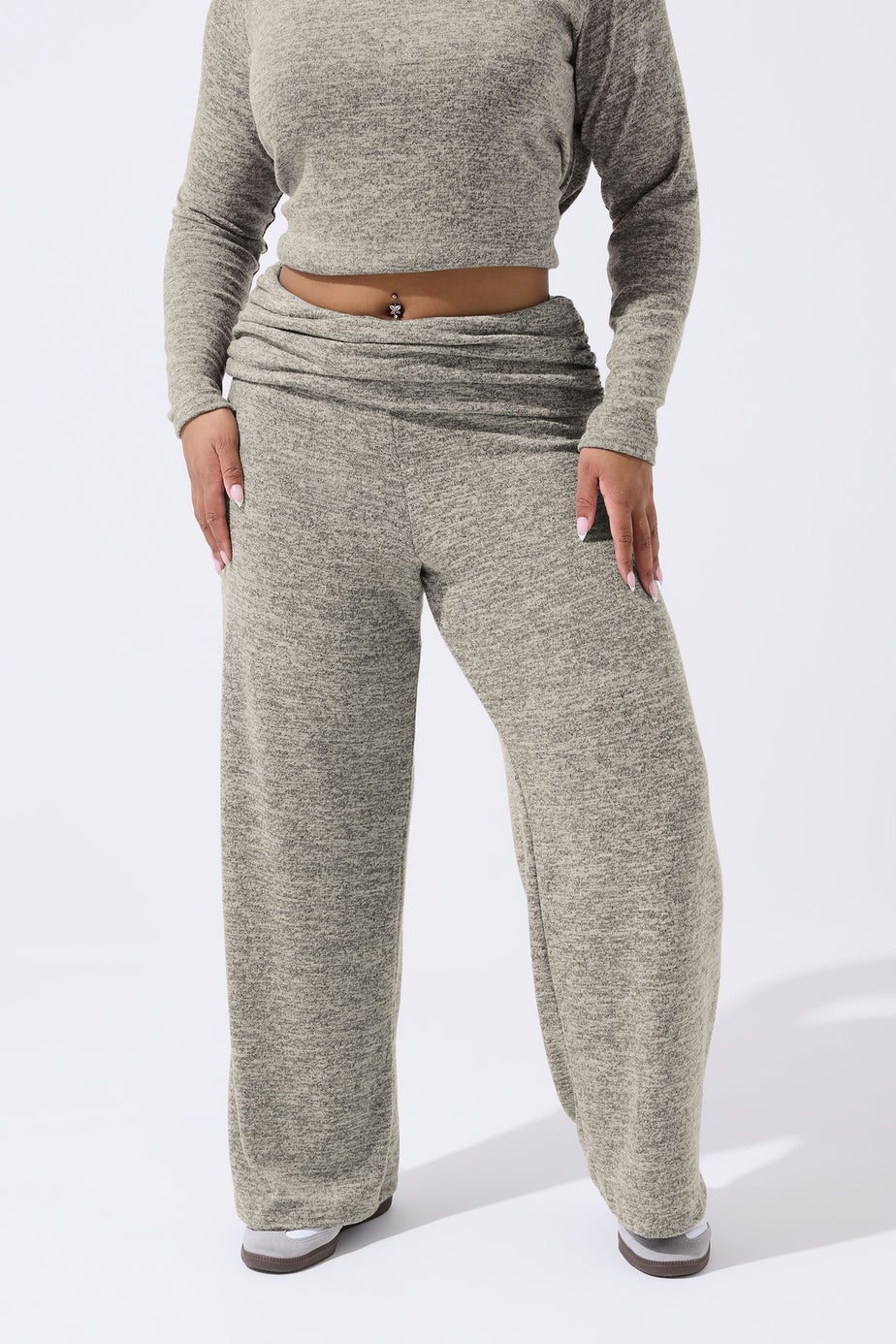 Yours Limited Curve Natural Brown Fold Over Trousers