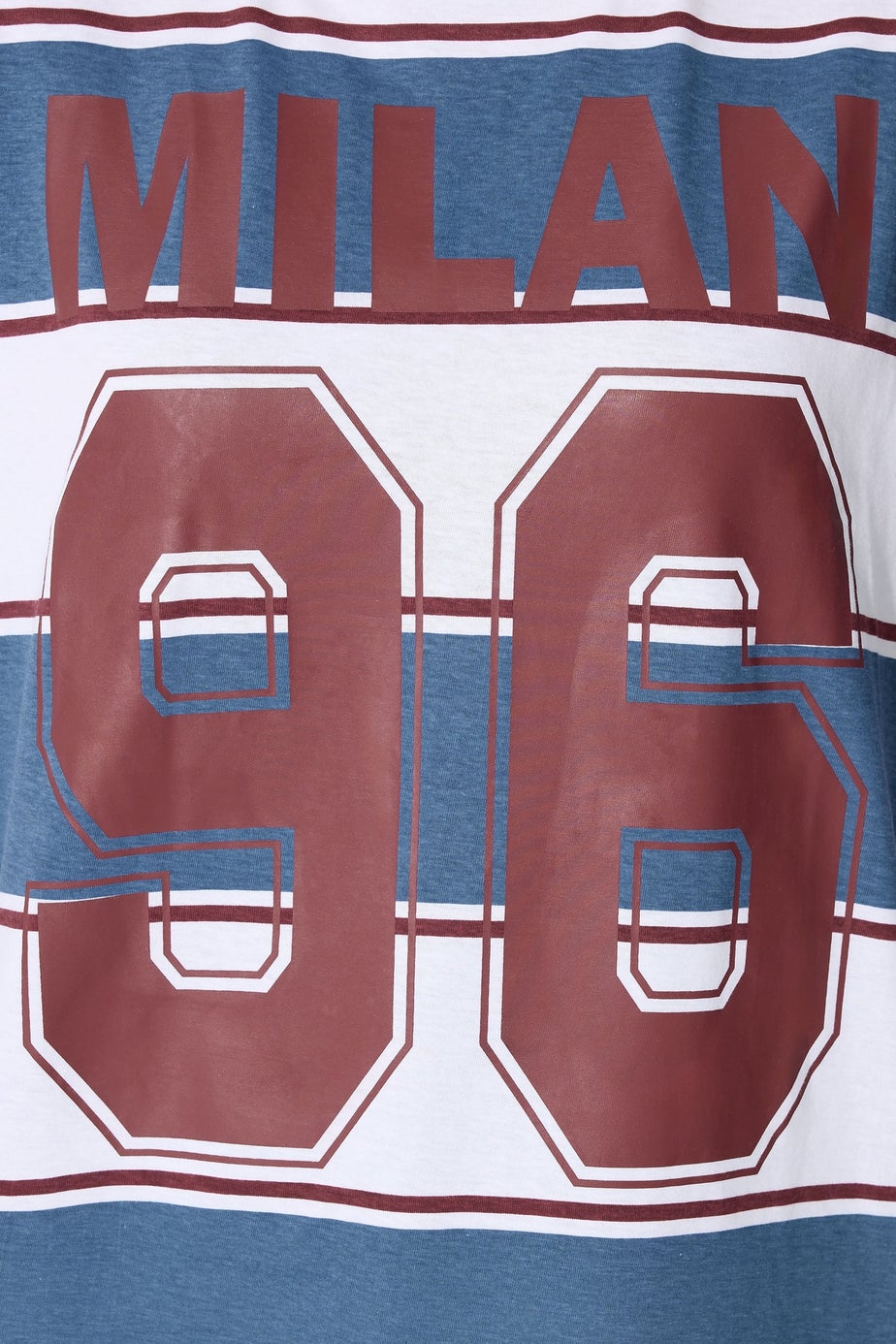 Yours Limited Curve Burgundy Red 'Milan 96' Slogan Stripe 2 in 1 T-Shirt