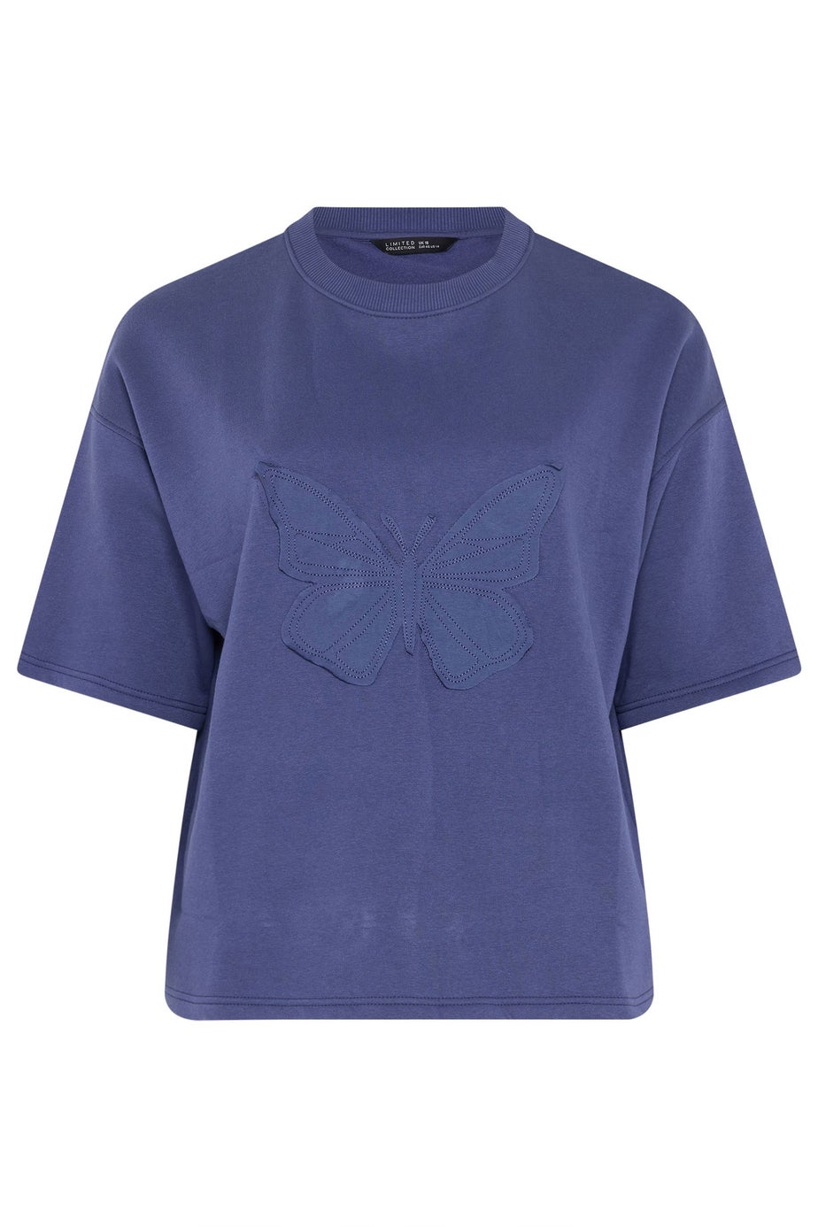 Yours Limited Curve Purple Embroidered Butterfly Oversized Sweat T-Shirt