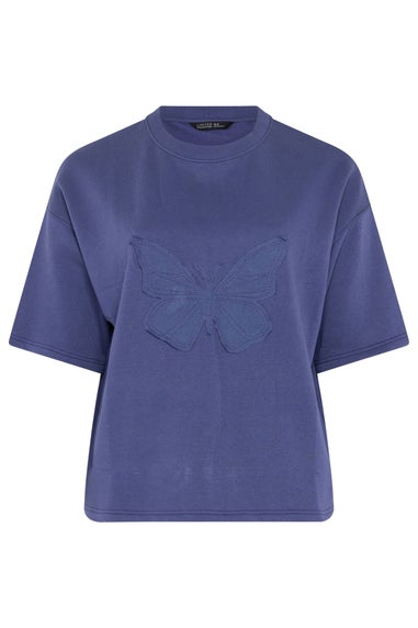 Yours Limited Curve Purple Embroidered Butterfly Oversized Sweat T-Shirt