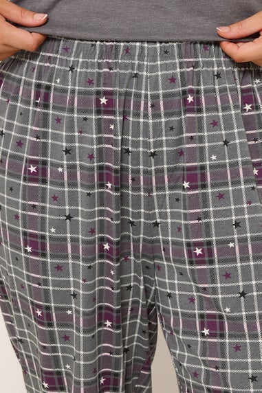 Yours Curve Grey Check Wide Leg Pyjama Bottoms
