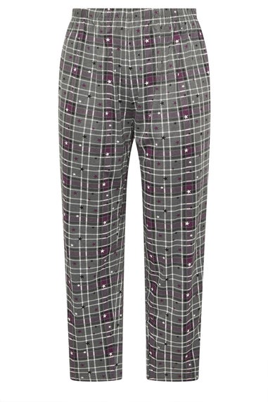 Yours Curve Grey Check Wide Leg Pyjama Bottoms