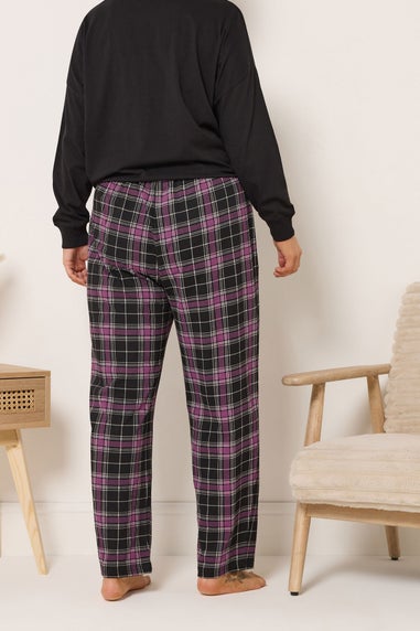 Yours Curve Black Check Wide Leg Pyjama Bottoms