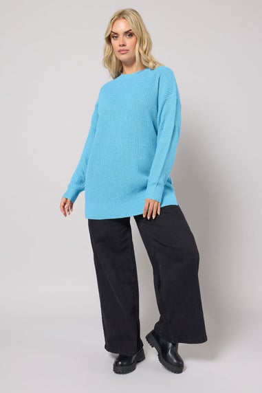 Yours Curve Light Blue Drop Shoulder Jumper