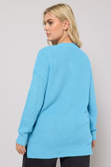 Yours Curve Light Blue Drop Shoulder Jumper