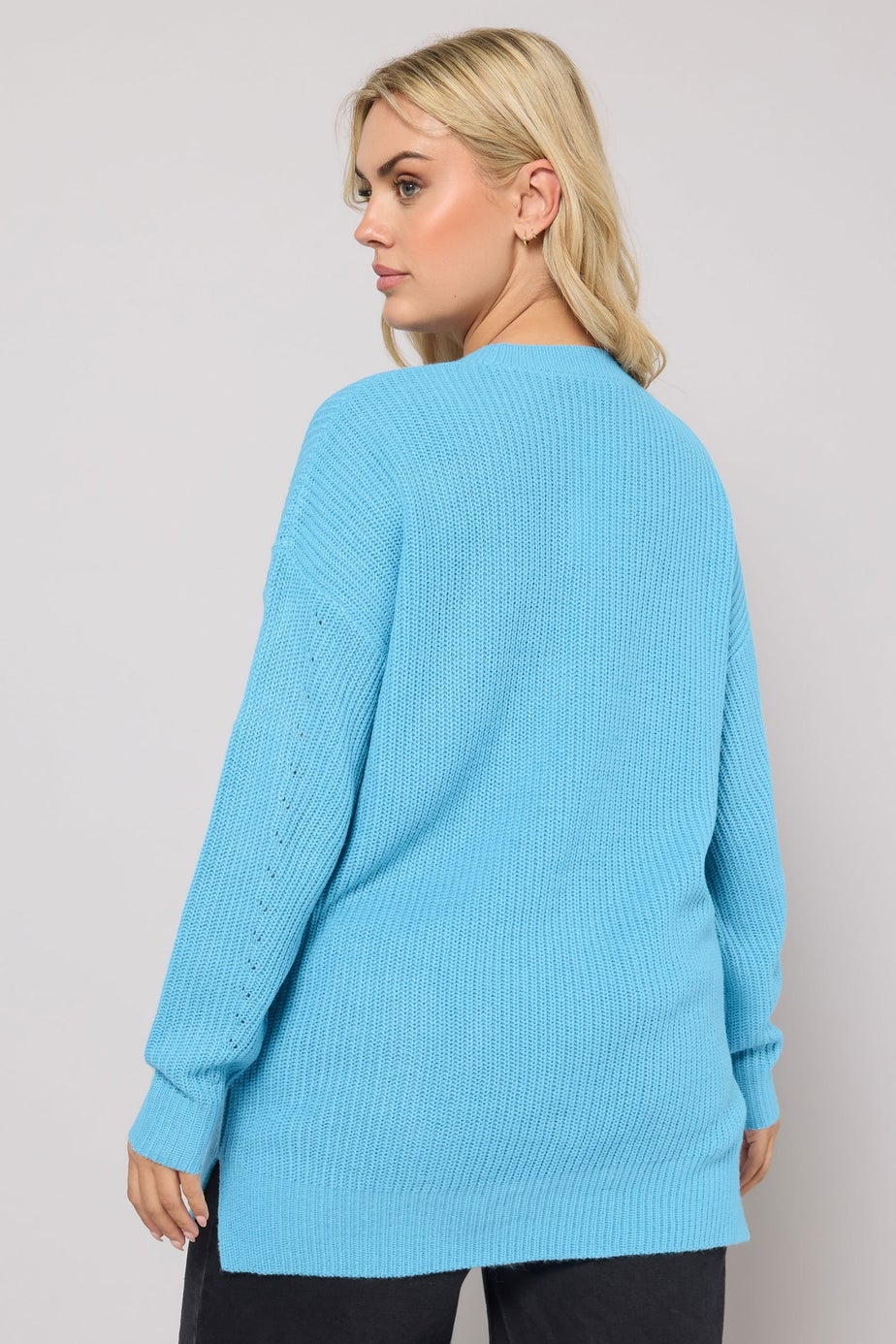 Yours Curve Light Blue Drop Shoulder Jumper