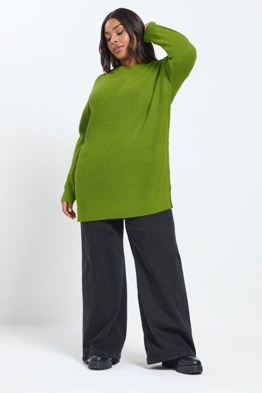 Yours Curve Green Drop Shoulder Jumper
