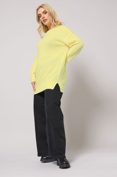 Yours Curve Butter Yellow Drop Shoulder Jumper