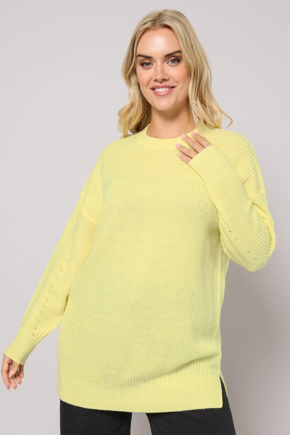 Yours Curve Butter Yellow Drop Shoulder Jumper
