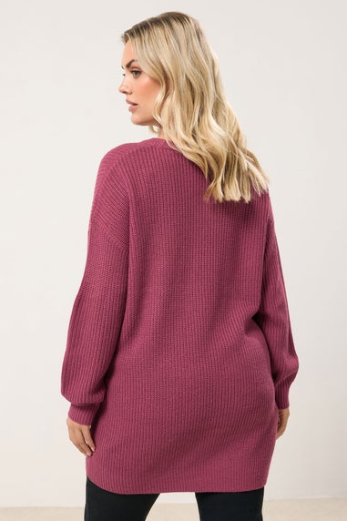 Yours Curve Dark Pink Essential Knitted Jumper