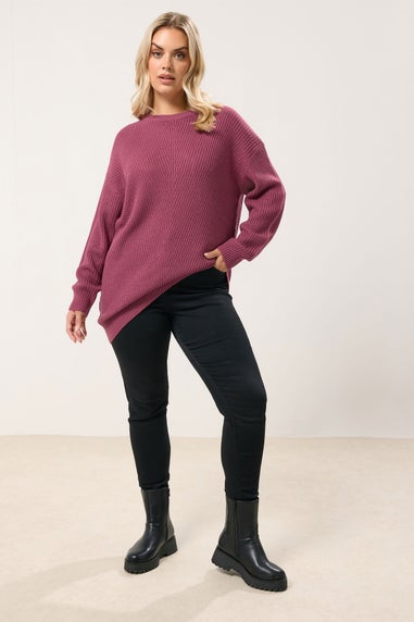 Yours Curve Dark Pink Essential Knitted Jumper