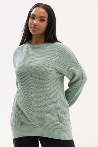 Yours Curve Essential Sage Green Knitted Jumper