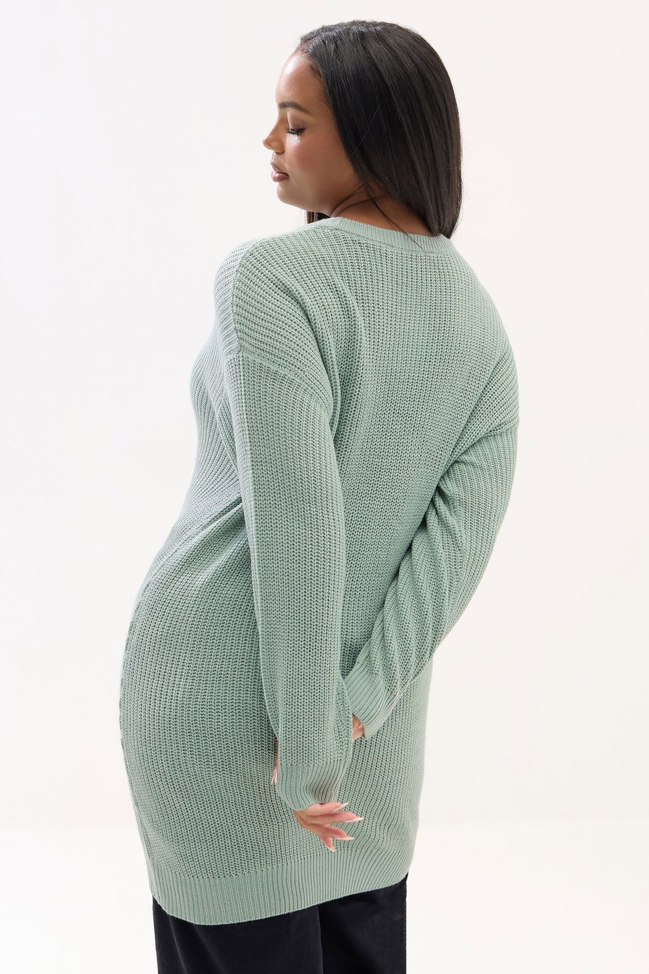 Yours Curve Essential Sage Green Knitted Jumper
