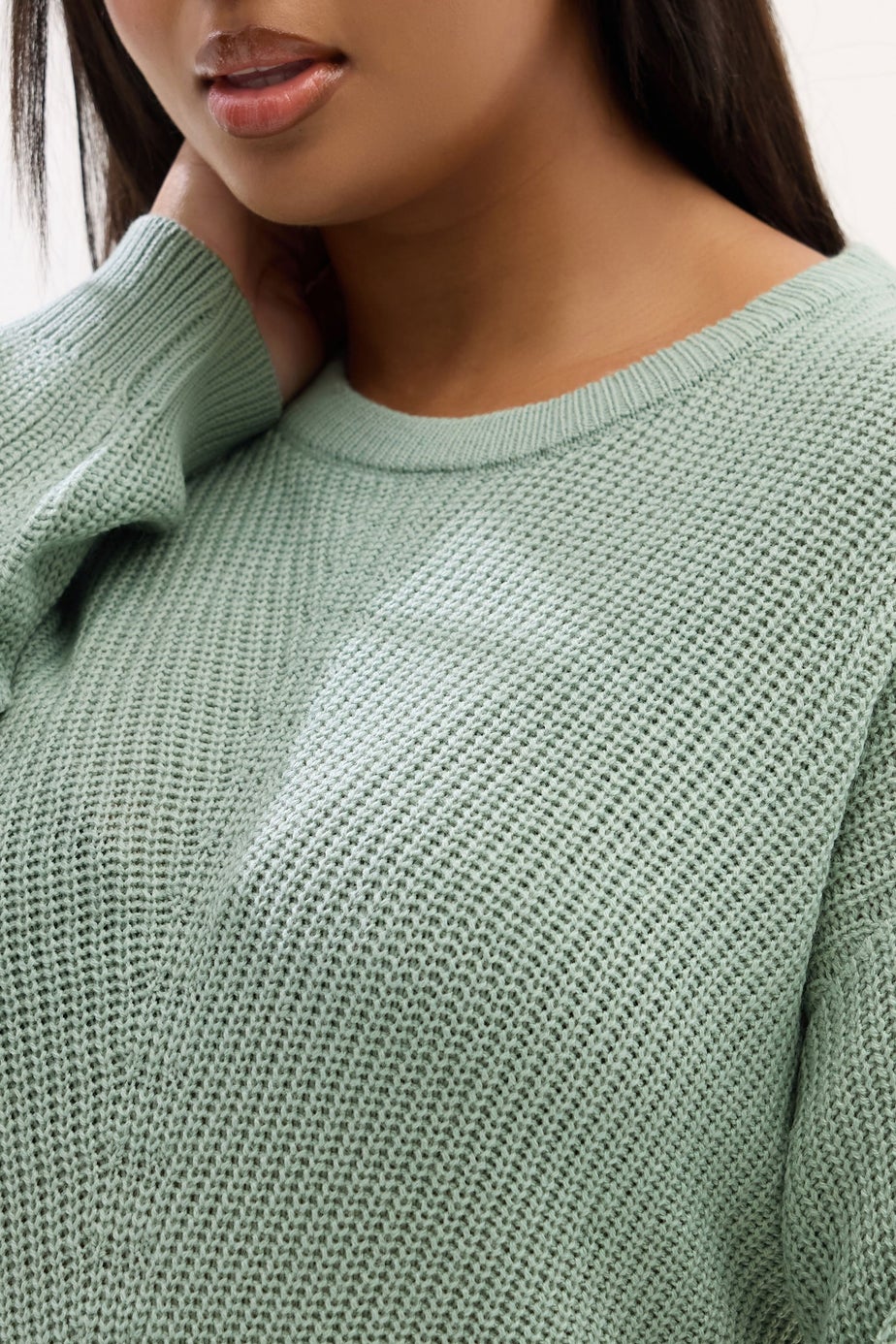 Yours Curve Essential Sage Green Knitted Jumper