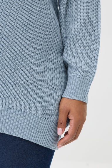 Yours Curve Light Blue Essential Knitted Jumper