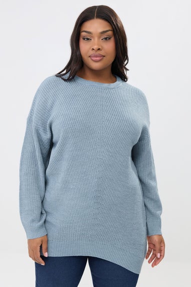 Yours Curve Light Blue Essential Knitted Jumper
