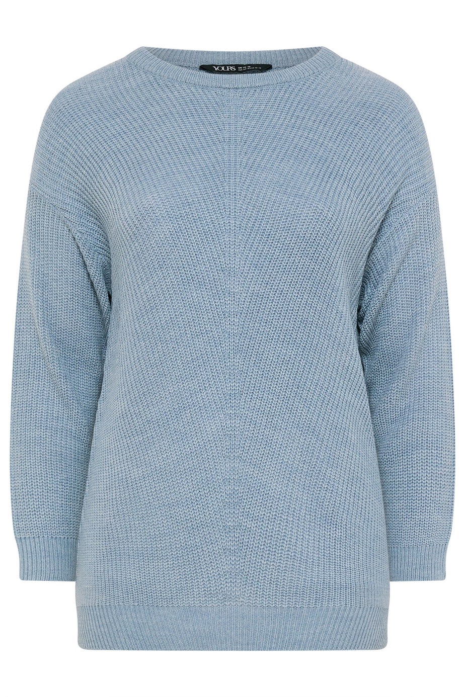 Yours Curve Light Blue Essential Knitted Jumper