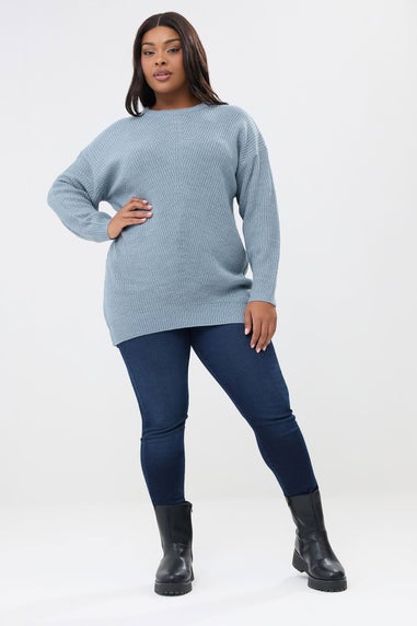 Yours Curve Light Blue Essential Knitted Jumper