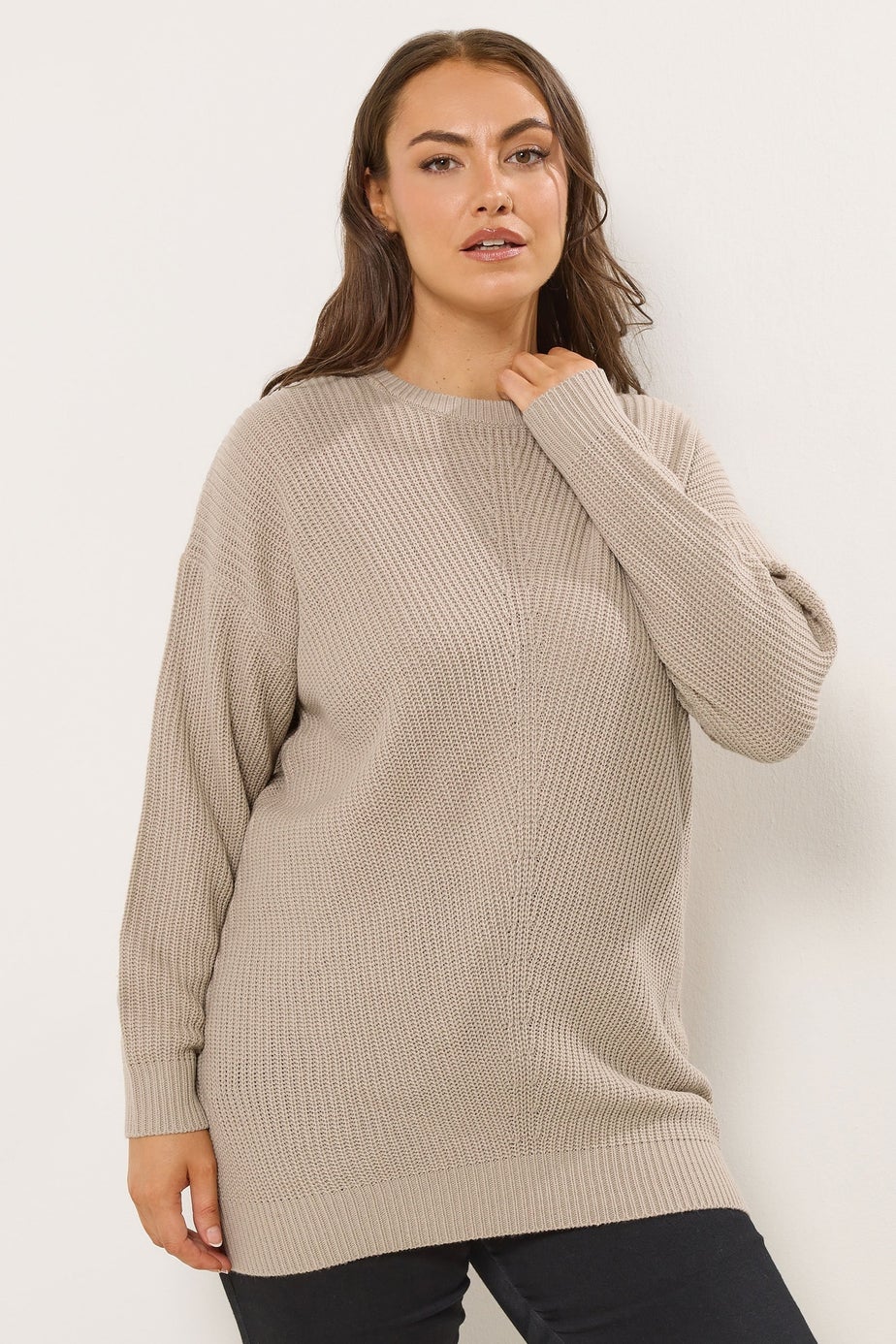 Yours Curve Natural Brown Essential Knitted Jumper