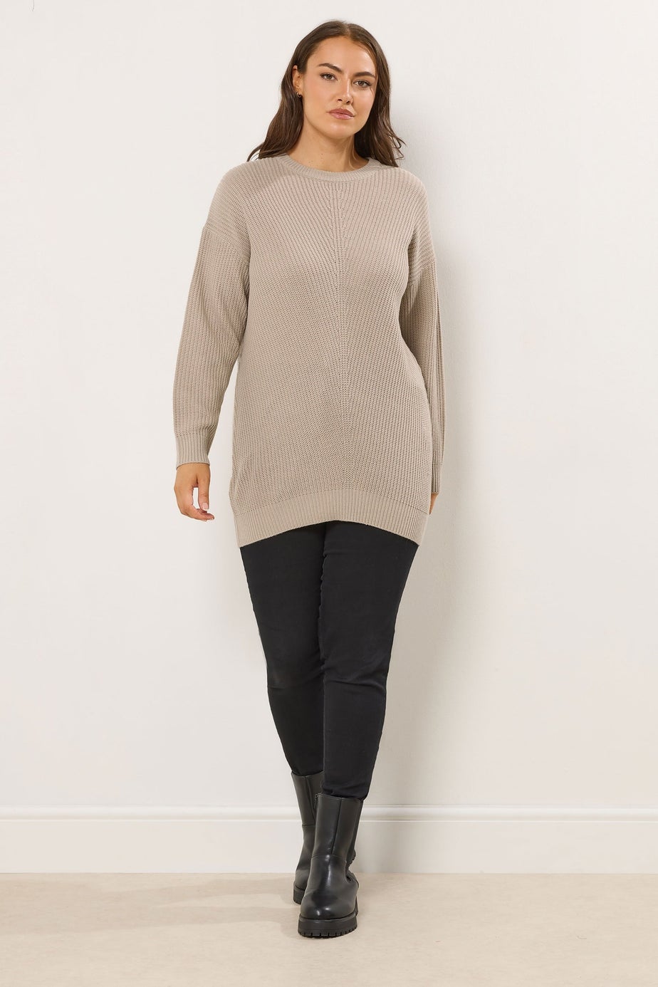Yours Curve Natural Brown Essential Knitted Jumper