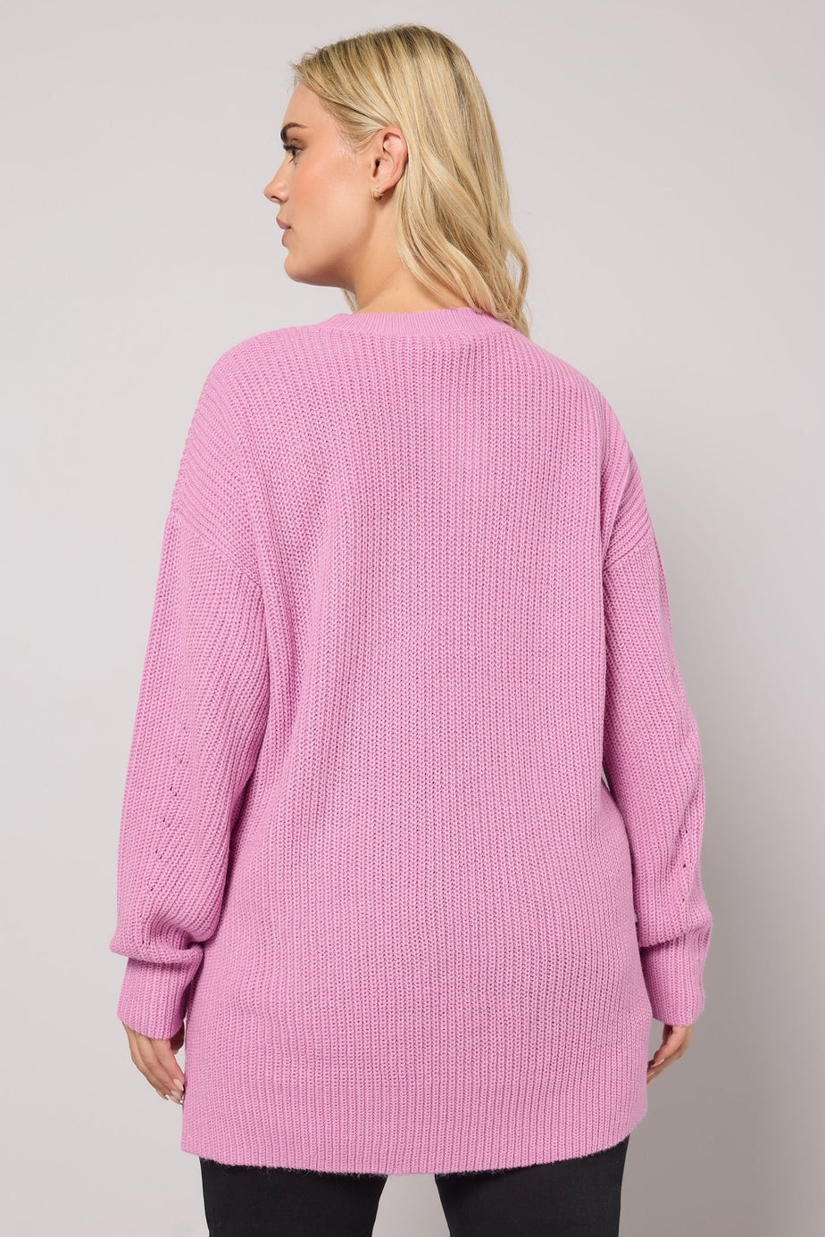 Yours Curve Pink Drop Shoulder Knitted Jumper