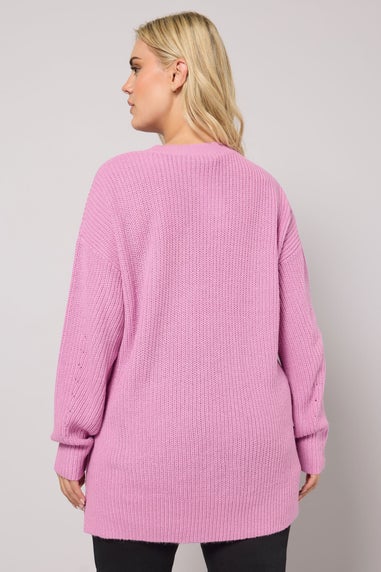 Yours Curve Pink Drop Shoulder Knitted Jumper
