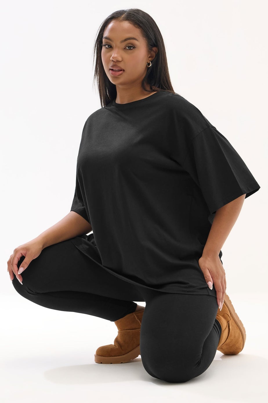 Yours Curve Black T-Shirt & Legging Set
